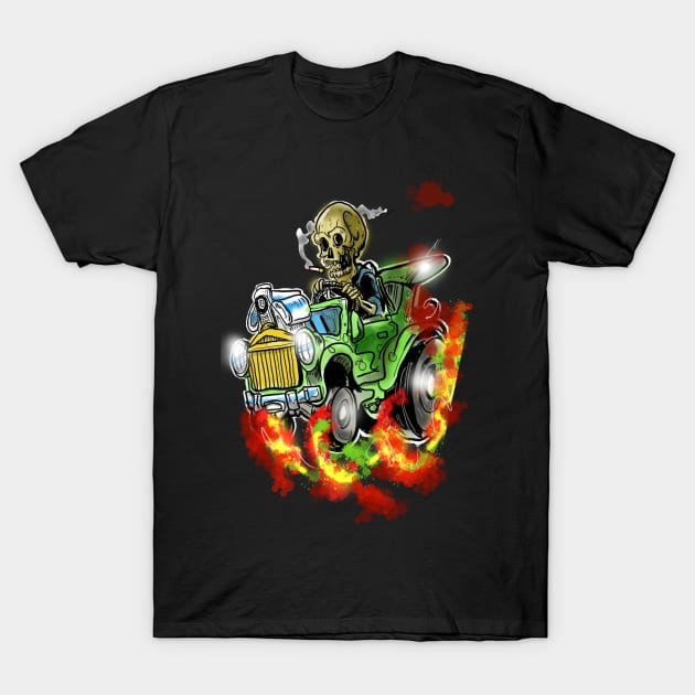 Crazeee grim reaper in a hotrod T-Shirt by silentrob668